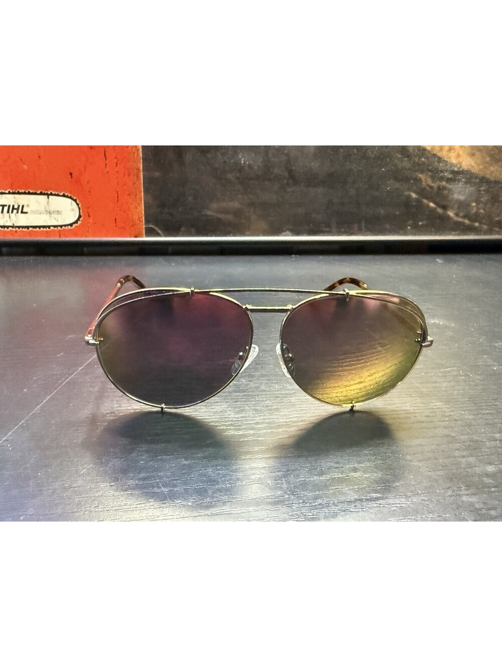 DIFF Eyewear Koko GD-M22 Gold Aviator Sunglasses Green Mirrored Lens See Pics